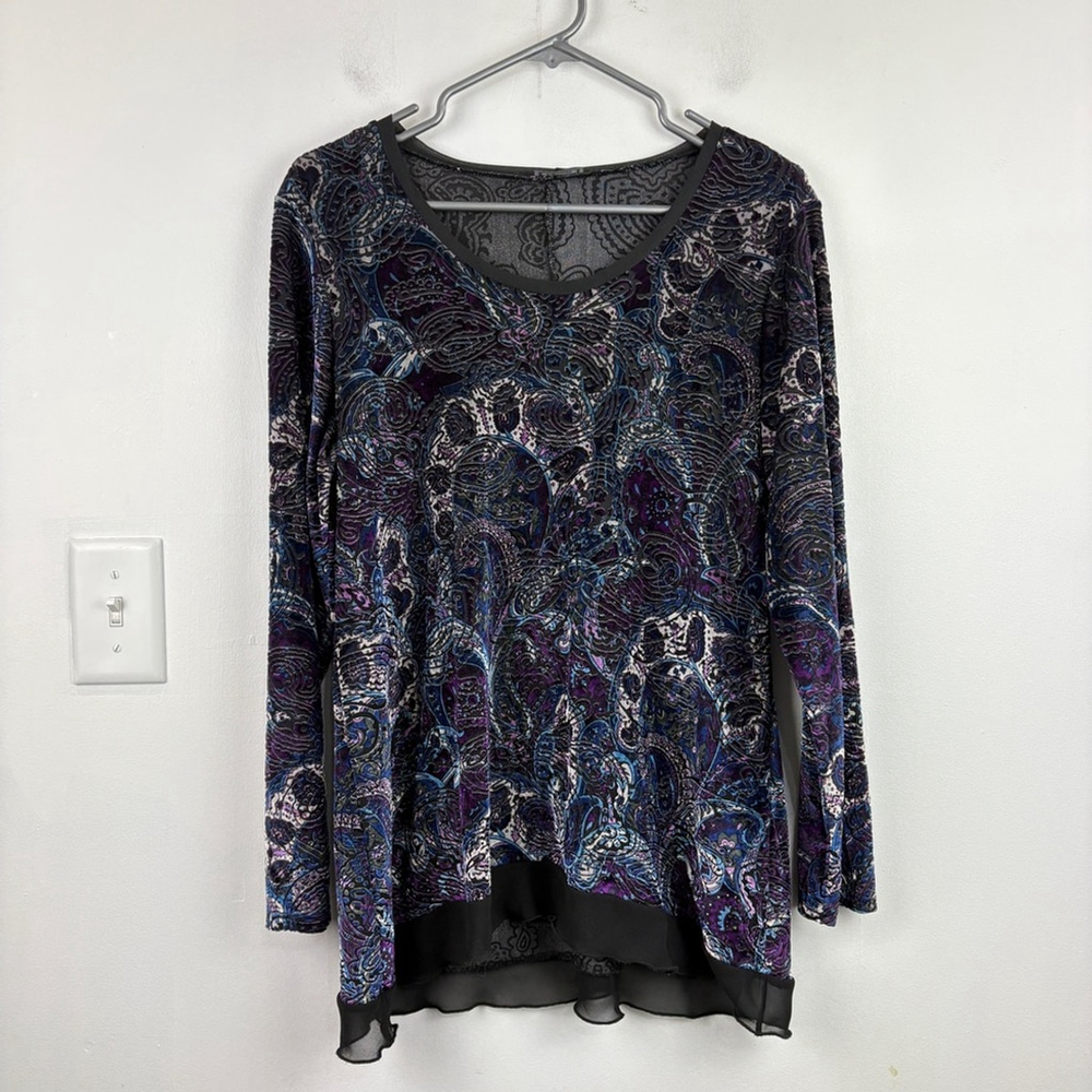 Y2K Clientele Paisley Burnout Velvet Blouse